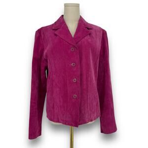 Vintage Maxima Wilson's Leather jacket Pink Suede Jacket Button Up L Y2K 1990s